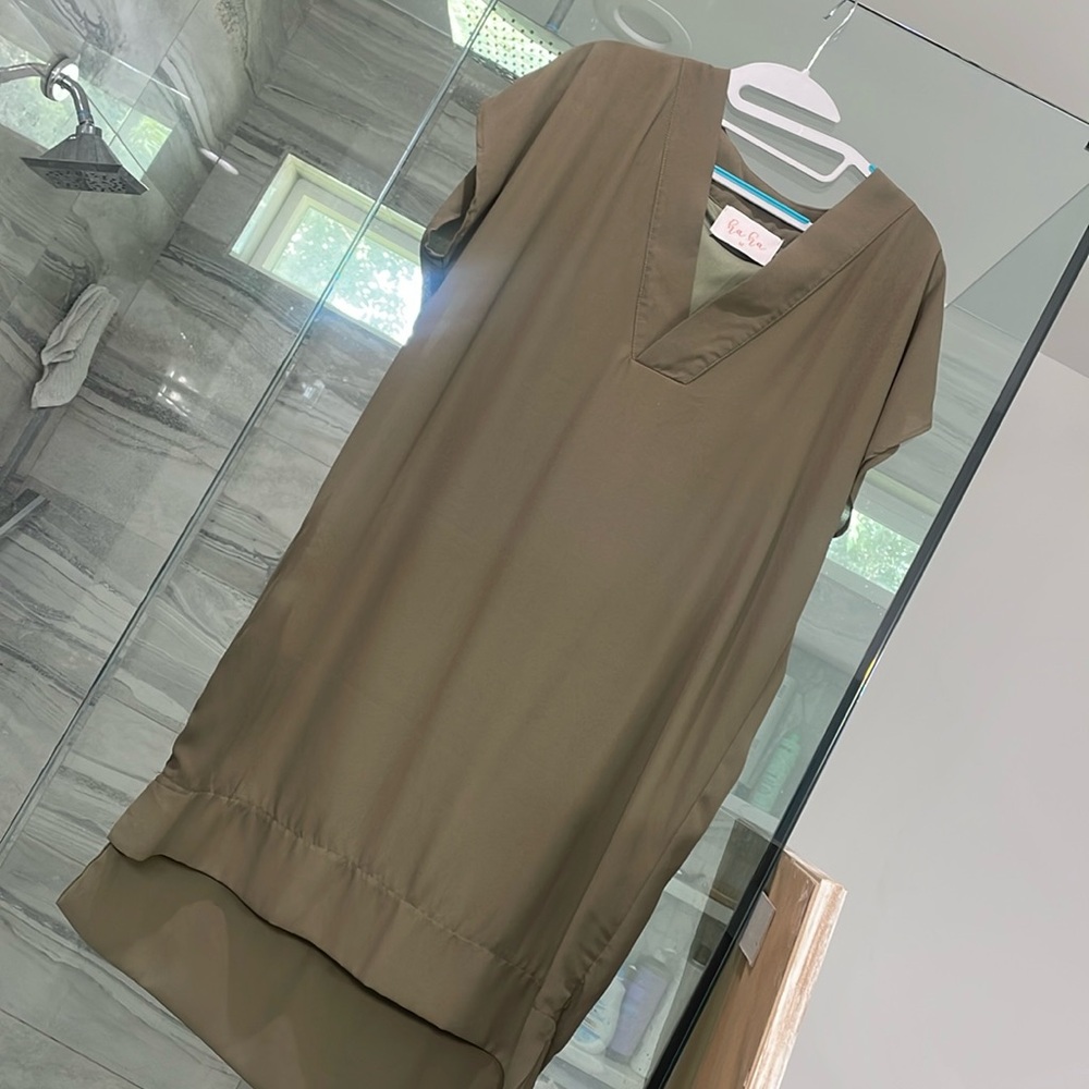 Khaki green shift dress